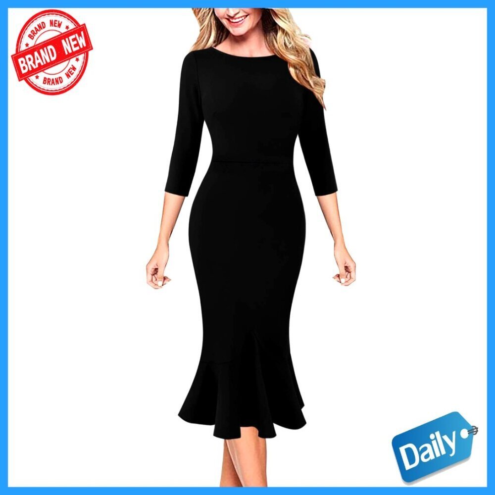 Vintage Elegant Cocktail Party Bodycon Pencil Mermaid Midi Dress